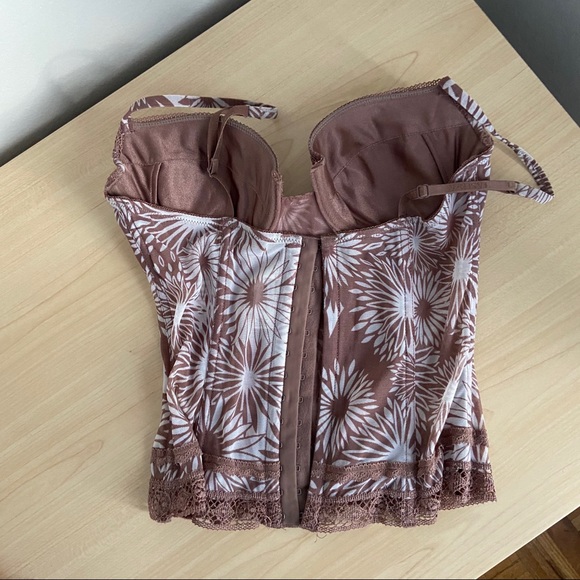 LA SENZA Brown Floral Corset Top -Size M - Picture 9 of 10